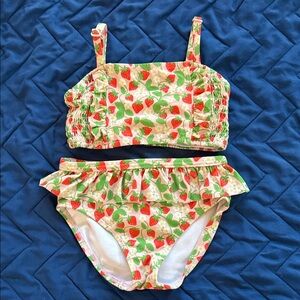 Mini Boden Strawberry Print Kids Bikini Set